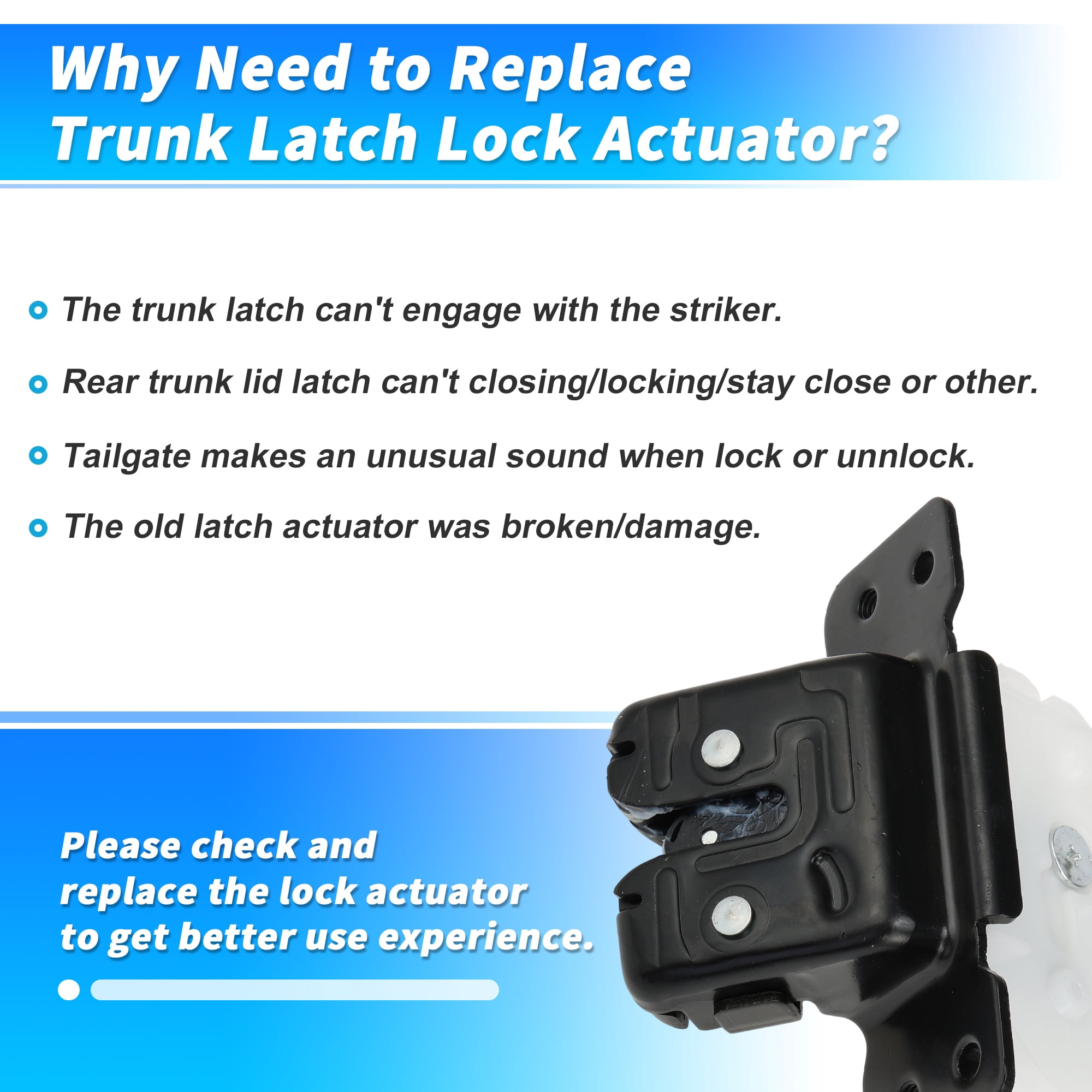 Unique Bargains 68070071AB Rear Trunk Latch Lock Actuator for Fiat 500 2012-2019