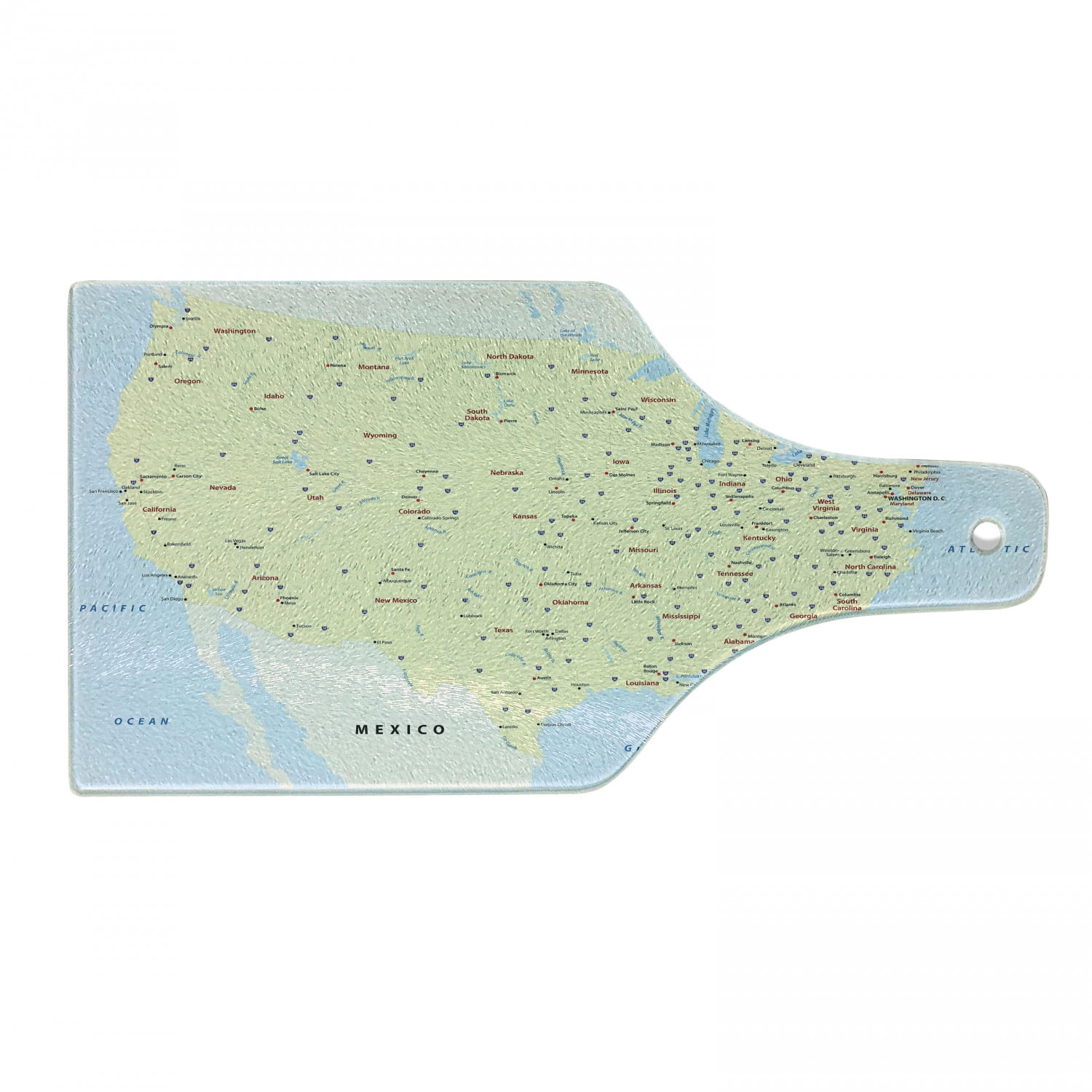 United States Map Tempered Glass Cutting Board