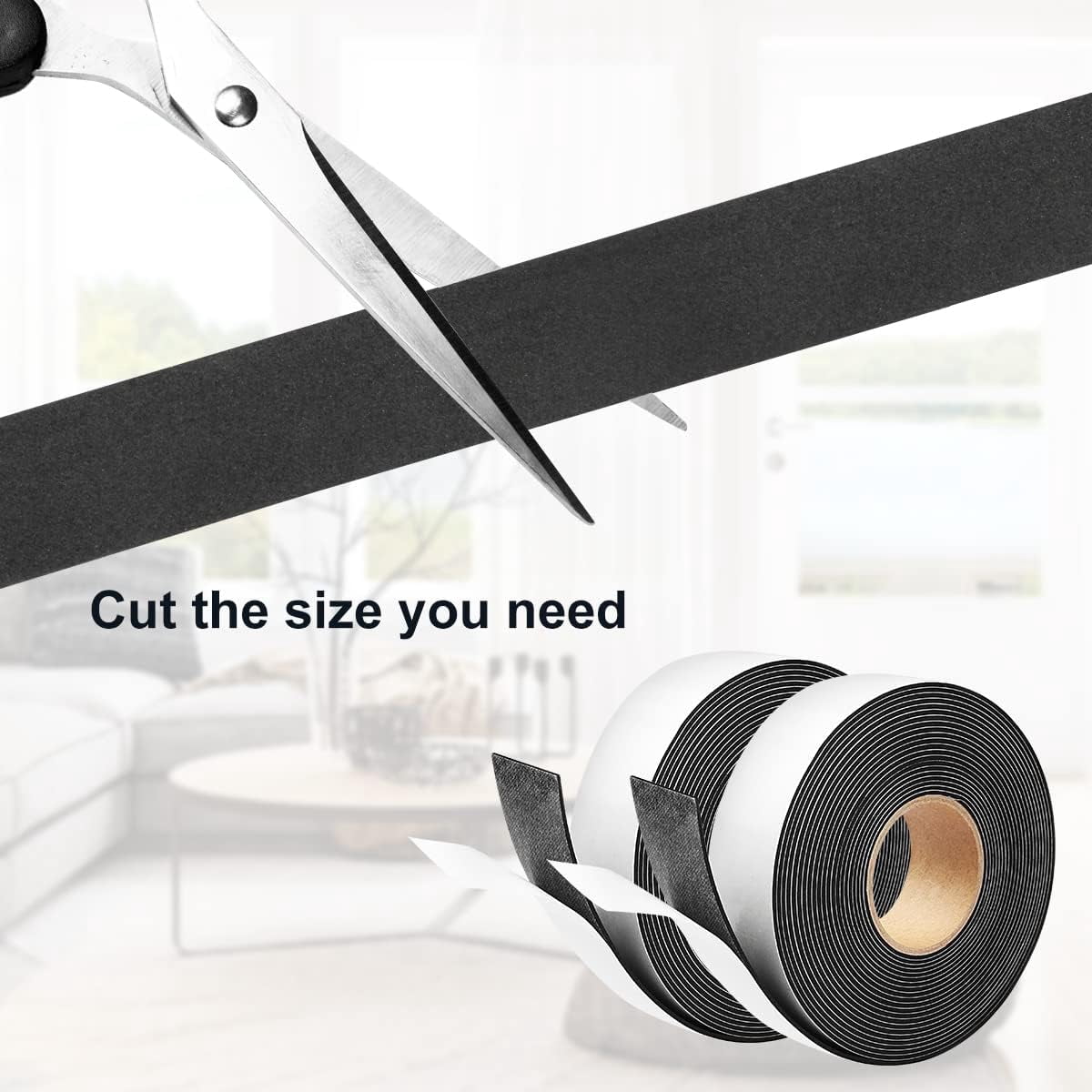 FRKSMD-2 Rolls Weather Stripping Door Seal, 1''W x 1/16'' T Foam Tape Single Sided, Adhesive Closed Cell Weather Strip (Total 32 Feet Long)\u2026