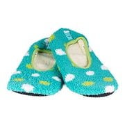 Super Soft Cozy Slippers with Slip-Resistant Bottom Sole (Medium (Womens 7.5-9), Turquoise with Green and White Dots)
