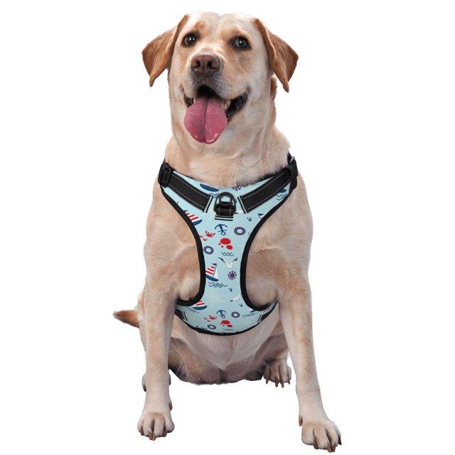 Balery Sailboats Anchors Arnés para Perros Grandes Antitirones, Arnés con Correa para Gato, Arnés Tipo Chaleco para Perros Pequeños-Large