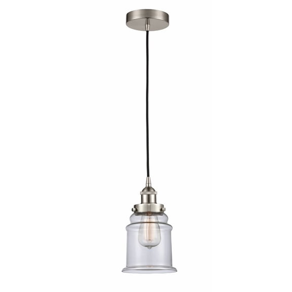 616-1PH-SN-G184-LED-Innovations Lighting-Canton - 1 Light Mini Pendant In Industrial Style-10 Inches Tall and 6 Inches Wide Brushed Satin Nickel Seedy