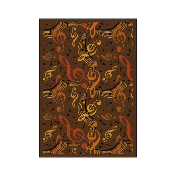 Joy Carpets Kid Essentials Music & Special Needs Virtuoso Rectangle Rug 5'4" x 7'8" Brown