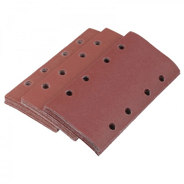 ckepdyeh 30 piezas de almohadillas de lijado, papel de lija con gancho y bucle, hoja de lija de 95 x 185 mm, perforada con 8 agujeros, grano 80/120/180, hoja de ajuste