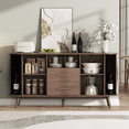 thumbnail image 3 of JOINICE Sideboard Buffet Cabinet with Storage,Fluted Cabinet with Drawers and Sliding Doors,for Dining Room,Living Room,Kitche,Walnut, 3 of 10
