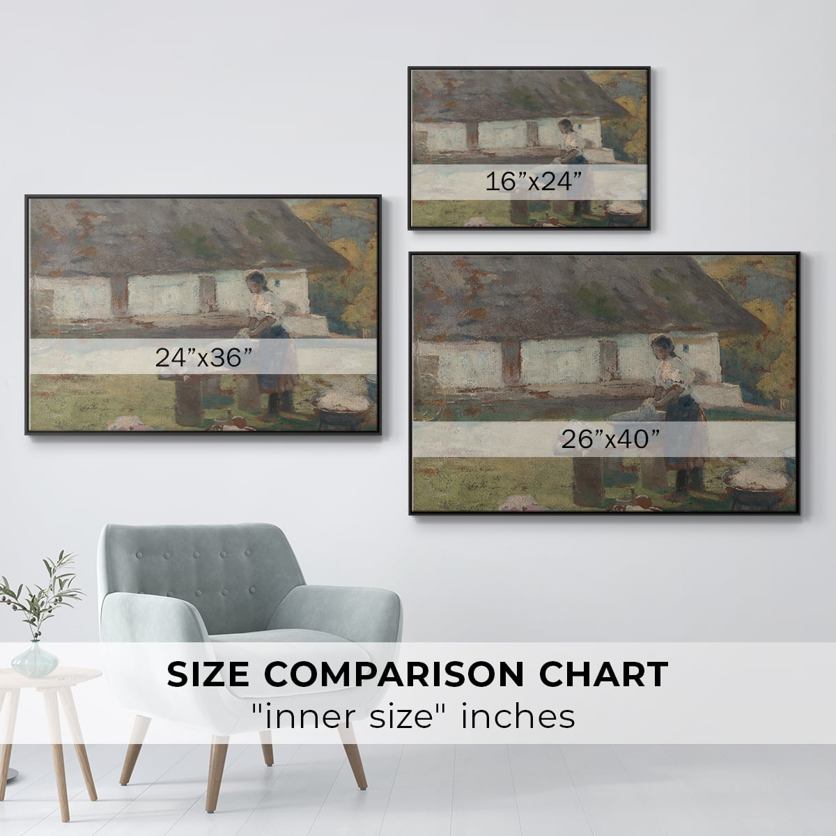 Vintage Landscape-CCCLXXV By Wexford Home Framed in Black Wood Gallery Wrapped Canvas 25 in. x 37 in.