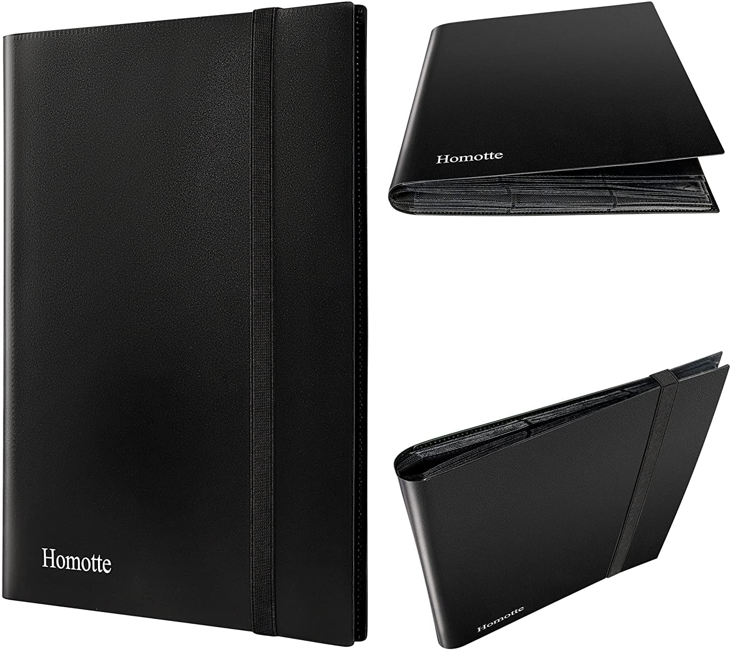 Homotte Trading Cards Binder,9 Pockets Trading Card Binder Sleeves , 360 Side Trading Card Holder Carrying Card Case Fit for Baseball Cards, Trading Cards, Football Cards(Black)