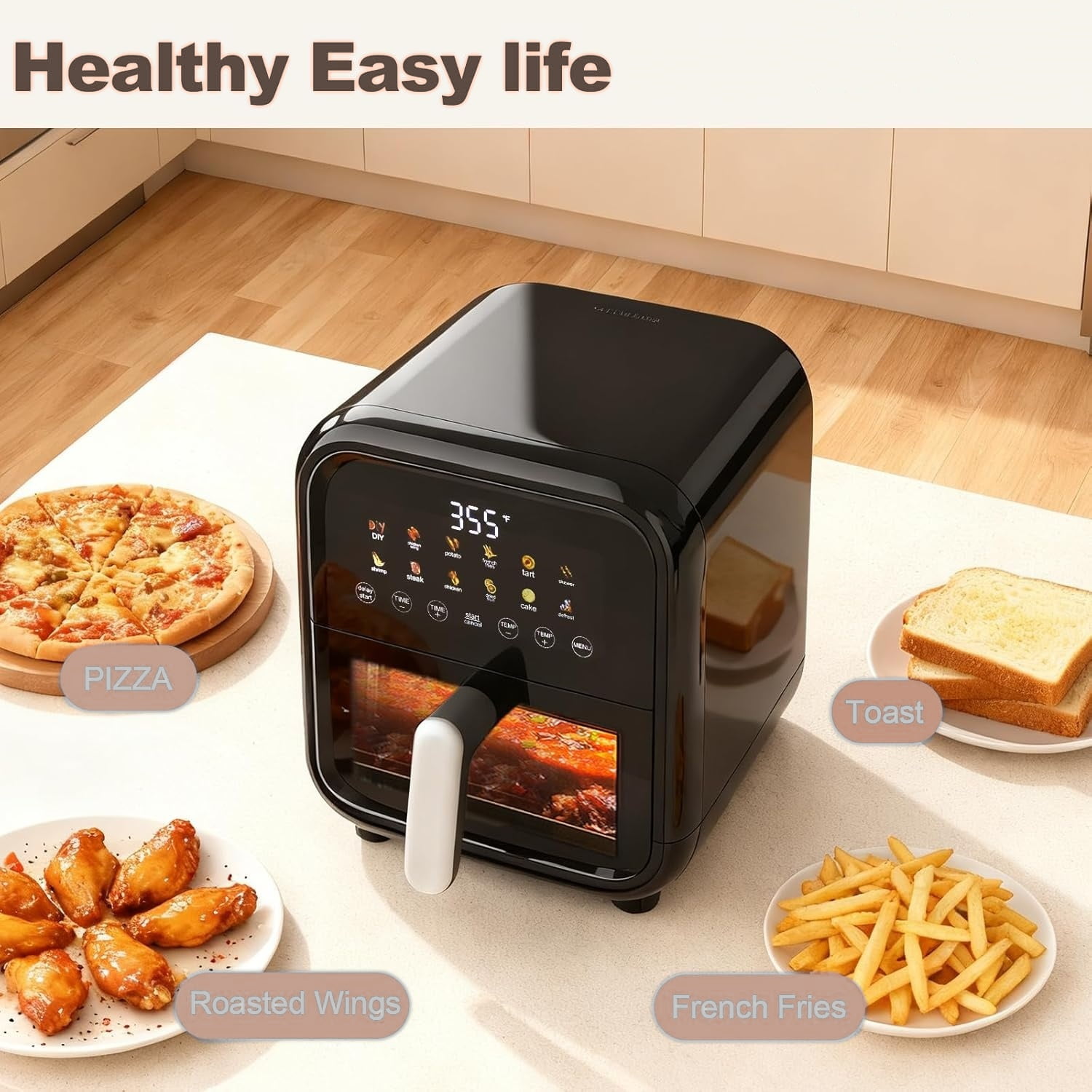 Air Fryer, 7.9QT Digital Air Fryer with Viewing Window, 12-in-1 Multi-Function, Air Fry, Roast, Dehydrate, Reheat & More, 400°F Max Temperature, Nonstick Basket, Easy Clean, 1700W for Family