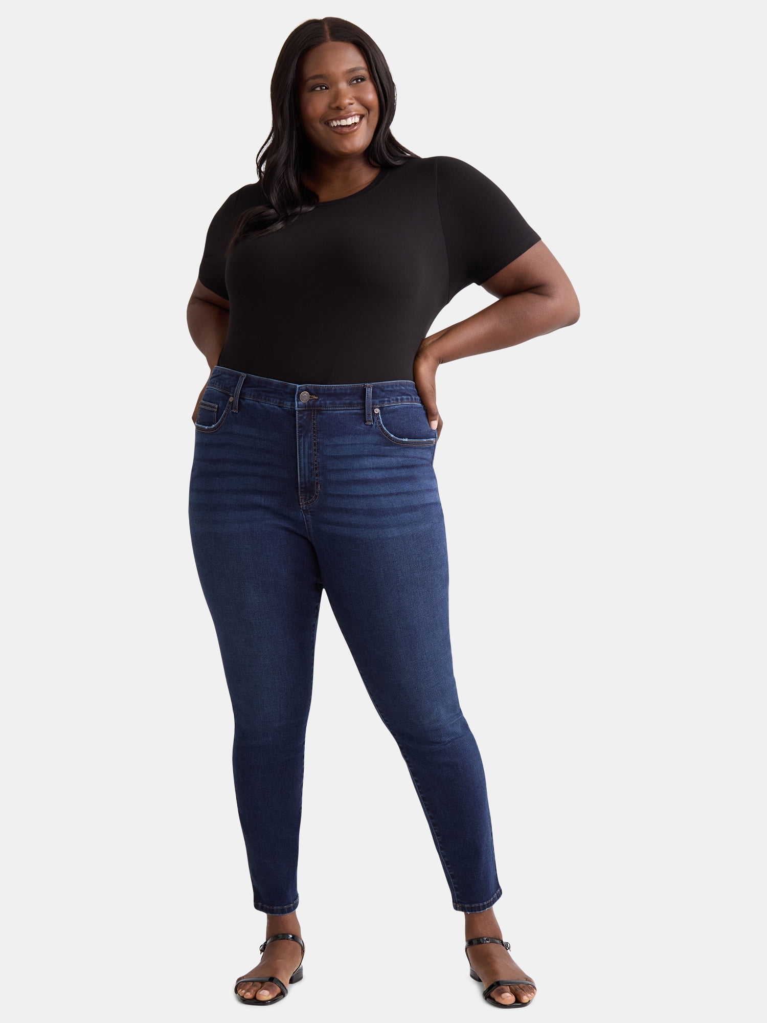 Terra & Sky Women's Plus Size Skinny Straight Jeans, Sizes 14W-34W