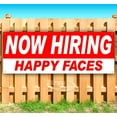 thumbnail image 1 of Now Hiring Happy Faces 13 oz Vinyl Banner With Metal Grommets, 1 of 4