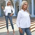 thumbnail image 4 of Women's Button Down Shirts Long Sleeve Dress Shirts Wrinkle Free Collared Work Office Tops White XL, 4 of 7