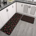 thumbnail image 2 of Black Christmas Cherry Pattern Kitchen Rugs Sets Of 2,Anti Fatigue Kitchen Mat Rugs Non Slip Washable,Decorative Kitchen Floor Mats for Kitchen,Sink,Laundry,17"X30"+17"X47", 2 of 7