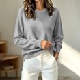 thumbnail image 6 of Edvintorg Womens Sweater Long Sleeve Loose Knit Sweaters Crew Neck Casual Pullover Top Plus Size Fashion Clothing Gray XXXL, 6 of 7