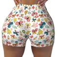 thumbnail image 2 of Haiem Butterfly Flowers No Front Seam Biker Shorts for Women Yoga Workout Gym Bike Shorts with Tummy Control Moisture-Wicking-, 2 of 9