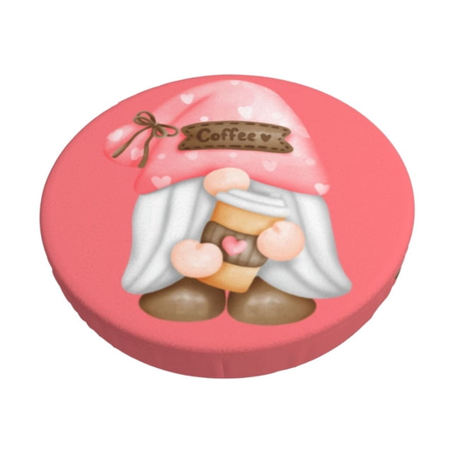 Balery Coffee Gnome (1) Fundas de asiento para taburete de bar redondo de tela de terciopelo ajustables que protegen de arañazos y manchas para sillas de 14 a 17 pulgadas.-12 inch