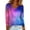 Blue, variant on Cross Dyed Printed Long Sleeve Tops, Elegant Cowl Neck Pullover Shirt, Vibrant Ombre Design Velvet Blouse for Spring Holidays, Parties & Casual Wear, Fashionable Gifts (Light Purple L)