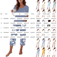 thumbnail image 3 of LIZUOJUN Soft Comfortable V Neck Pajamas for Women Short Sleeve Capri Pants Floral Print Soft Sleepwear Loungewear 2 Piece PJ Set Summer Spring Warm Weather - M, 3 of 7