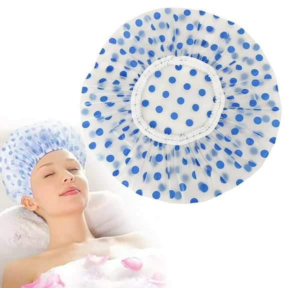 JUMNUYCUH Shower Cap, Reusable Waterproof Hair Cap, Elastic Plastic Shower Caps for Women Men Kids Beauty Salon Spa, Hair Cover for Shower, Dark Blue