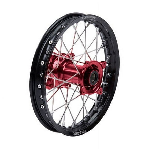 Impact Complete Wheel - Rear 14 x 1.60 Black Rim/Silver Spoke/Red Hub For Honda