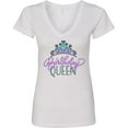 thumbnail image 3 of Inktastic Birthday Queen with Pink and Purple Tiara Women's V-Neck T-Shirt, 3 of 5