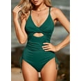 thumbnail image 5 of Eytino One-Piece Bathing Suit Ribbed Tummy Control High Cut One Piece Swimsuit Sexy V Neck Criss Cross Monikini Drawstring Swimsuit Women Bathing Suits Swim Suits, 5 of 11