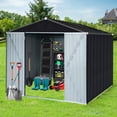 thumbnail image 5 of Caulitar Metal Storage Shed with 2 Lockable Doors and Sloping Roof, 8 x 10 ft, Dark Gray/White, 5 of 12