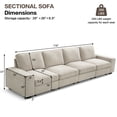 thumbnail image 2 of LEISLAND 128" Sectional Couches for Living Room, Modular Deep Seat Sofa Couch with Storage& USB Port, Modern Big Couches and Sofas with Low-Back Cushion and Detachable Cover(Beige), 2 of 7