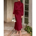 thumbnail image 3 of BTFBM Womens Mock Neck Satin Dress Spring Summer Long Sleeve Lightweight Formal Wedding Party Maxi Cocktail Dresses, 3 of 8