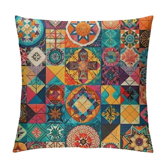 Qinduosi Boho Throw Pillow Covers , Pcs Square Pillow Cases Cushion Bohemian Decorations for Sofa Bed Home
