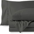 thumbnail image 5 of Linen Sheets 4 Piece Luxury Bed Sheets Set, Microfiber 16" Deep Pocket, Soft Cooling Bedding- Dark Grey Solid, Queen Size, 5 of 7
