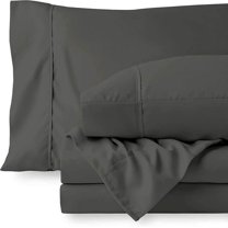 4 PC Sheet Set- Flat Sheet, All Around Elastic Fitted Sheet with 18" Deep Pocket & 2 Pillowcases, 100% Egyptian Cotton, 600 TC, Hotel Luxury Sheet Set-Dark Gray Solid, Olympic Queen Size