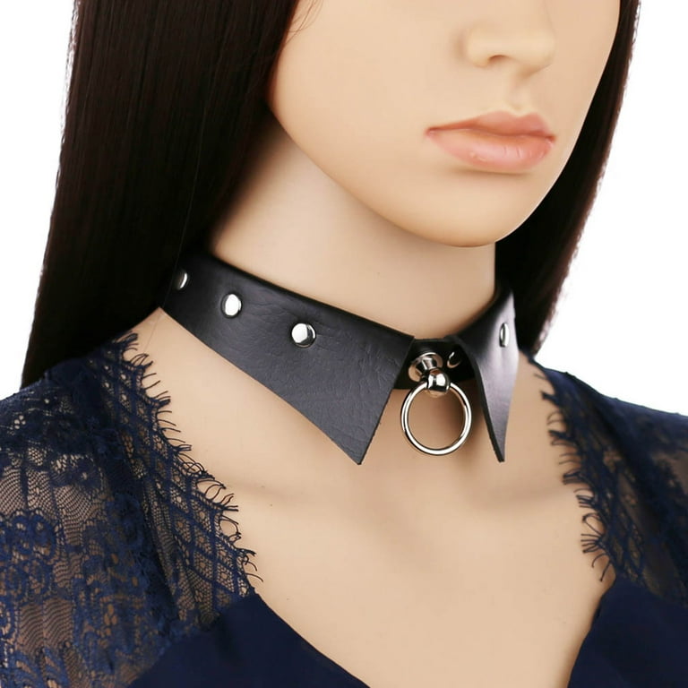 Gothic PU Collar Choker Necklace For Women Punk Collar Necklace Men New  Jewelry