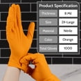 thumbnail image 3 of PSBM Orange Nitrile Industrial Gloves 2X Large 8 Mil Diamond Textured, Powder Free & Latex Free Bulk Pieces of 1000 Gloves, 3 of 4