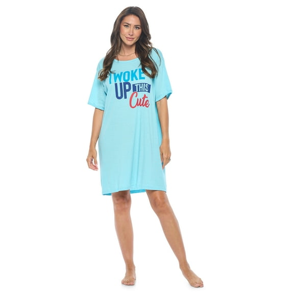 Casual Nights Short Sleeve Nightgowns for Women - Soft Cotton Blend Sleep Shirts | Oversized One Size Long Night Shirts