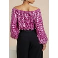 thumbnail image 2 of ELOQUII Women's Plus Size Fringe Sequin Off The Shoulder Top, 2 of 3
