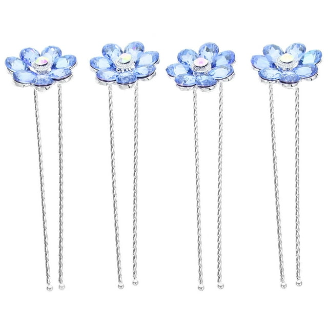 KAKOWELY 4 Pcs Épingles à Cheveux en Strass Épingle à Cheveux Fleur Épingle à Cheveux pour Femmes Épingle à Cheveux de Mariée en Forme de U, 2.76x"X0.79"X0.59 Pouces