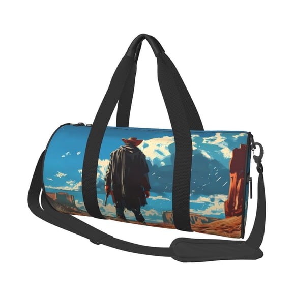 Tebeau Lone Cowboy Desert Scene Print Travel Duffle Bag, Waterproof Weekender Bag Carry On Tote Bags for Women, Travel Essentials Sport Gym Bag for Men