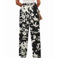 thumbnail image 3 of Women'S Pants Casual Button Up High Waisted Wide Leg Trousers Black Flower L, 3 of 7