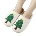 thumbnail image 3 of Fuzzy Slippers for Women Slip On Indoor Christmas Slippers Comfortable Home Footwear Fluffy Winter Warm House Shoes Bedroom Slippers Indoor Slippers Green 43, 3 of 9