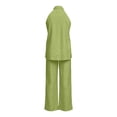 thumbnail image 5 of Linen Sets for Women 2 Piece Sleeveless V Neck Halter Top Matching Wide Leg Pants Summer Lounge Set Vacation Outfits Pocket 2026 Beach Vacation Outfits(Green,XXL), 5 of 5