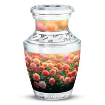 JAGASY Orange Rose Keepsake Urn - Orange Flowers Mini Urn for Ashes Adult Male - Miniature Cremation Urns - Keepsake Funeral Urns for Mother - (3 Inch)