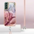 thumbnail image 3 of Case for Samsung Galaxy S24, Adjustable Detachable Crossbody Strap Neck Strap Silicone Bumper Marble Painted TPU Ultra Thin Shockproof Protective Phone Case Cover for Galaxy S24, Rose, 3 of 7