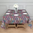 thumbnail image 3 of Red Boho Ethnic Geometric Pattern Square Tablecloth,Waterproof Square Table Cover,Wipeable Spillproof Washable Table Cover for Home Kitchen Party Decor 60"x60"(152x152cm), 3 of 6