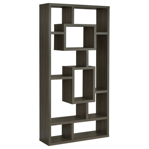Corey 71-inch 10-shelf Bookshelf Weathered Grey