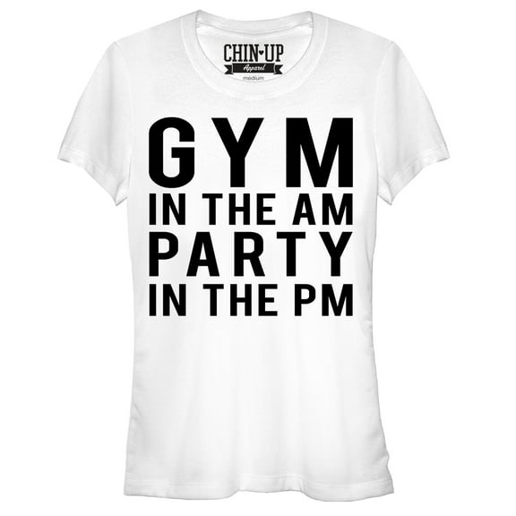 Junior's CHIN UP Gym in the AM  Graphic Tee White Small