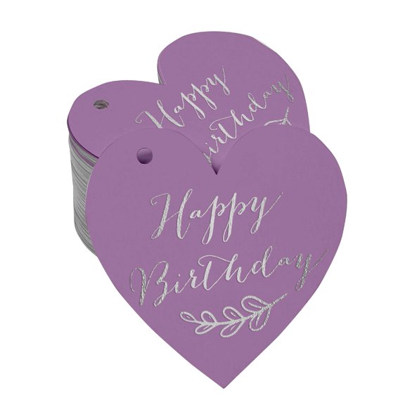 Inkdotpot Happy Birthday Bottle Tag Real Silver Foil Favor Hang Tag 100 Pack