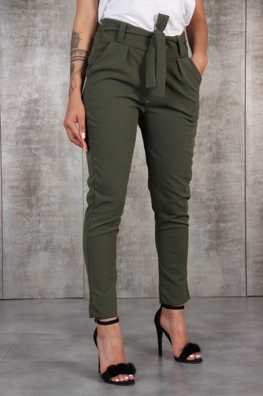 Girlmarket Women's Casual Solid Slim Pants Fashion Office Work OL Pants Trousers High Waist Pant, Size: XL, Green