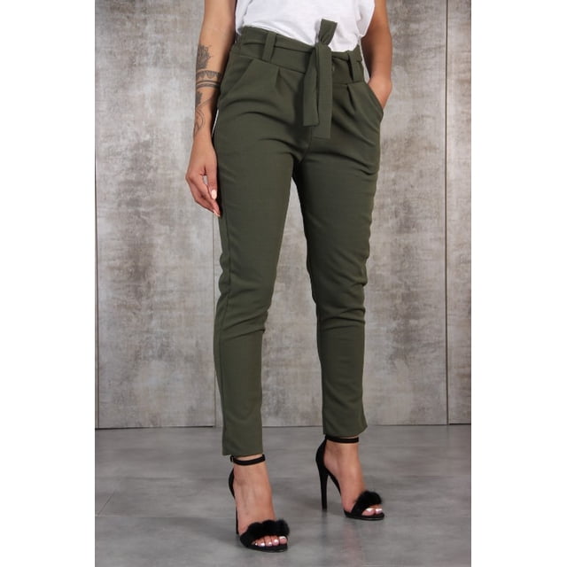Pantalones de mujer cómodos, de moda y minimalistas, pantalones casuales de cintura moderna.