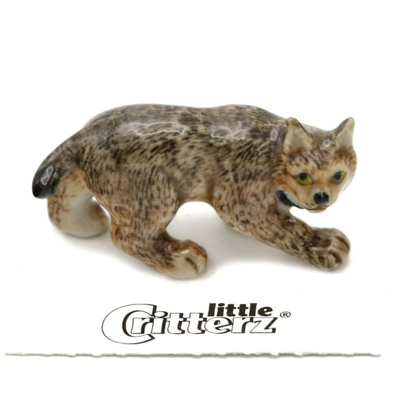 Little Critterz Brown Canada Lynx "Luke" Hand-painted - Home Decor Animal Decorative Figurine Birthday Gift - Miniature Porcelain Figurine