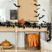 sruoe Fall Garland Maple Leaf, Halloween Decoration, Artificial Leaf Garland Rattan, Pumpkin Maple Leaf GarlandHanging Fall Leaves for Thanksgiving Autumn Home Decoration